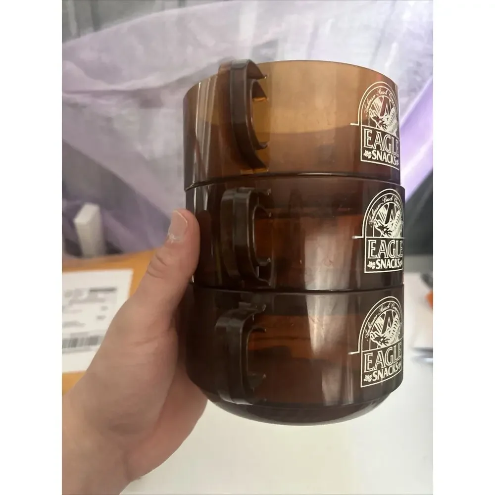 Vintage Amber Anheuser Busch Eagle Snack Cup Soup Bowl Brown w Handles
